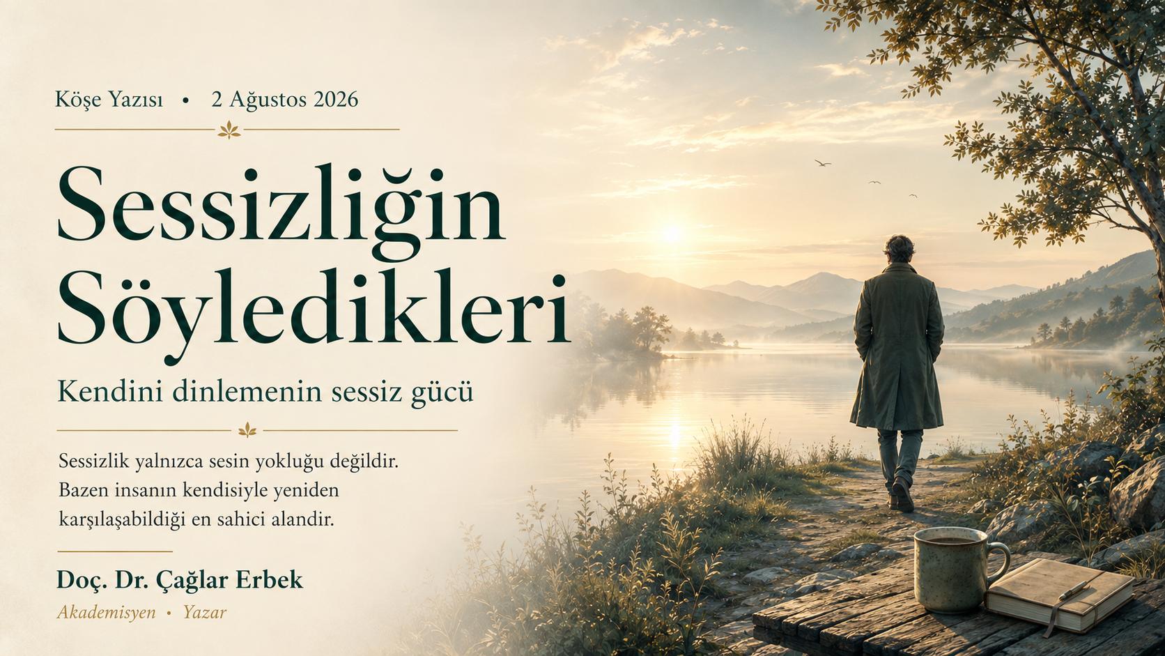 Sessizliğin Söyledikleri – göl kıyısında sessizliği ve kendini dinlemeyi anlatan köşe yazısı görseli